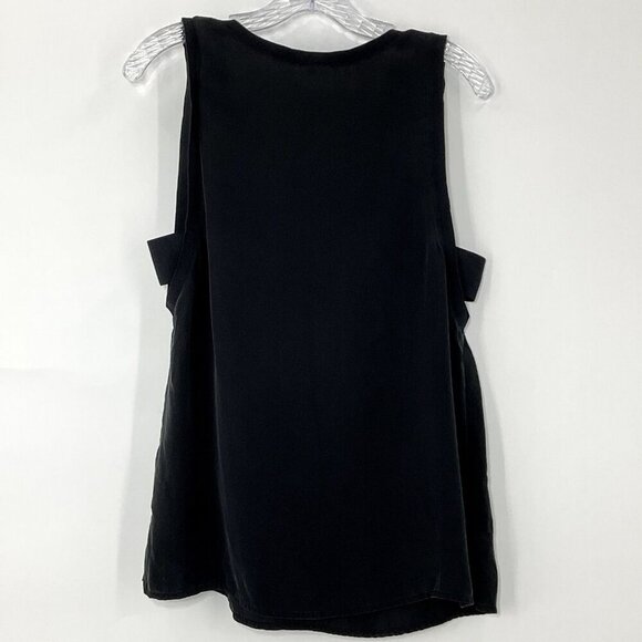 Theory Top Women's Large L Black Silk V-Neck Side Cut Out Sleeveless Blouse - Picture 9 of 16